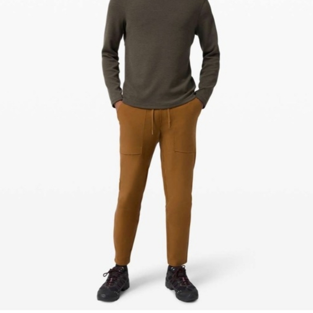 Lululemon Mens Bowline 30" Pant XS Utilitech Canvas Slim‎ Tapered Copper Brown
